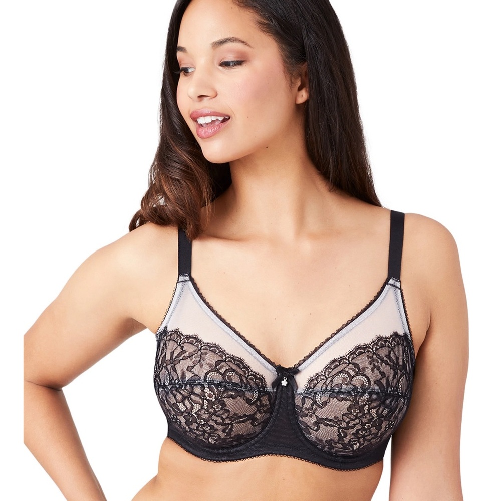 Wacoal Retro Chic Full Figure Underwire Bra Size 34DD/E Black